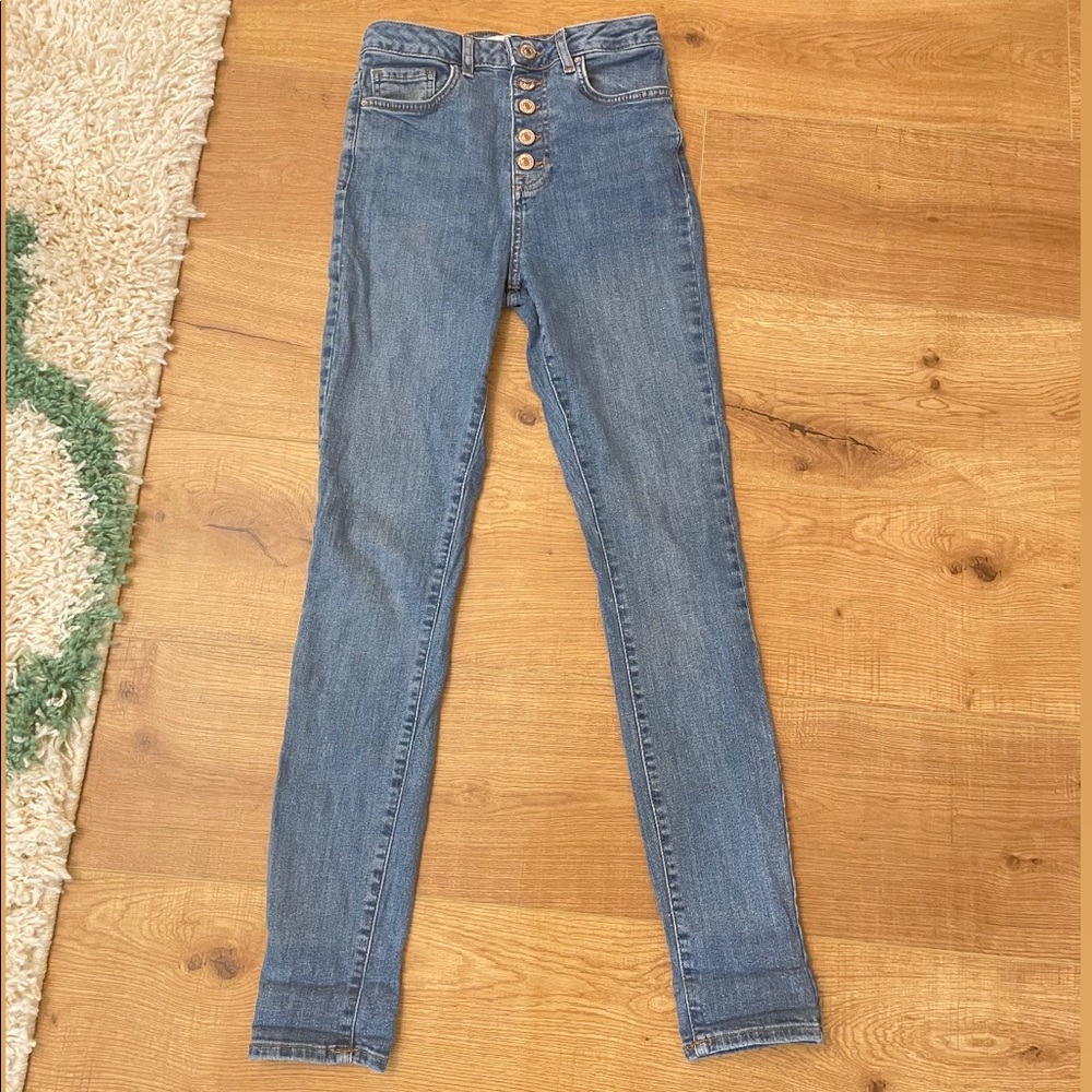 Forever 21 High Rise Button Front Skinny Jeans